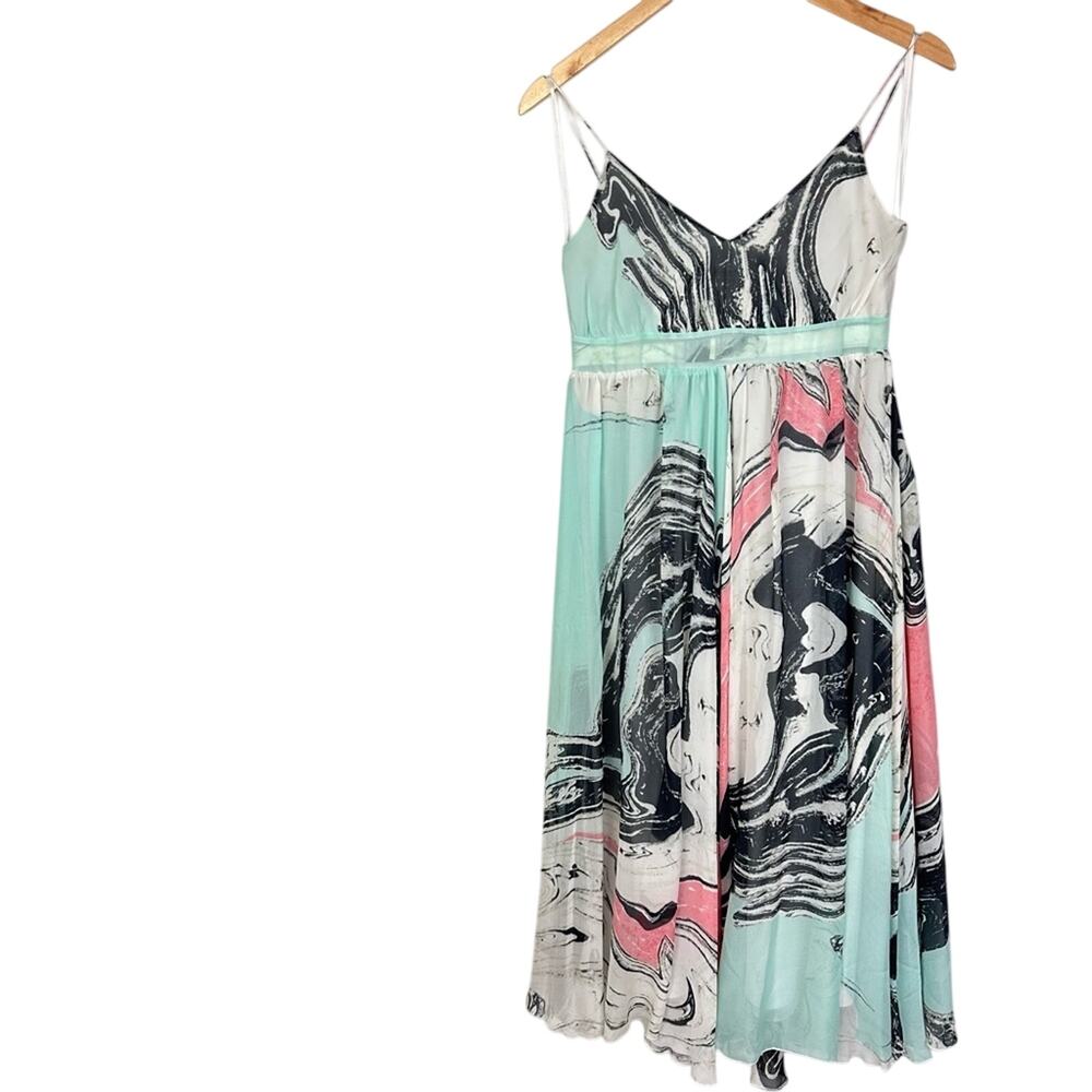 Diane Von Furstenberg Jolie Turquoise Silk A-Line Midi Dress Size 2 Resortwear - Picture 13 of 16